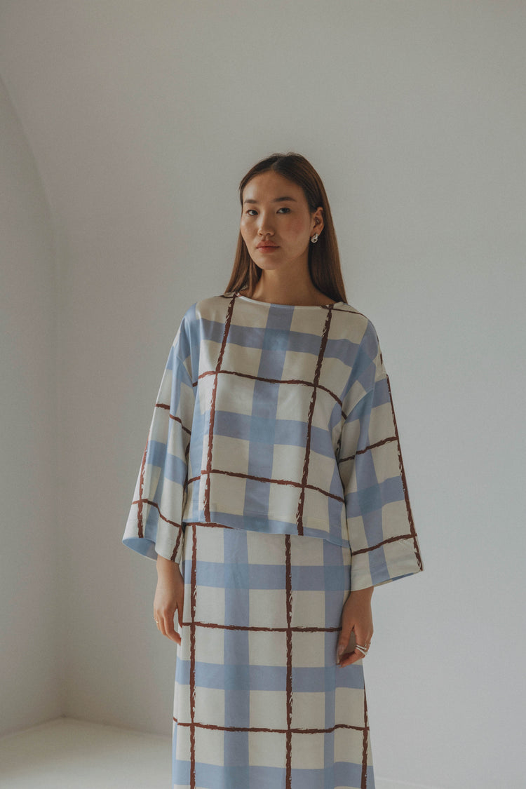 Martini Blouse Blue Check print