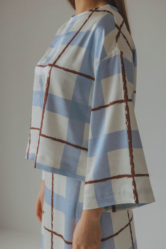 Martini Blouse Blue Check print