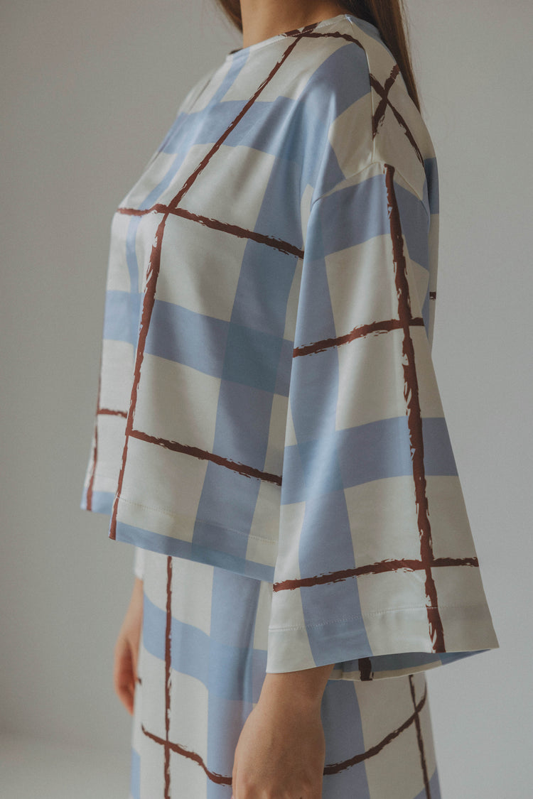 Martini Blouse Blue Check print