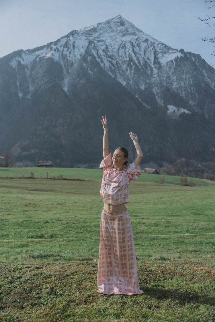 Sunshine Skirt Pink Check print