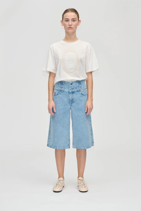 Broderie Patch Tee White
