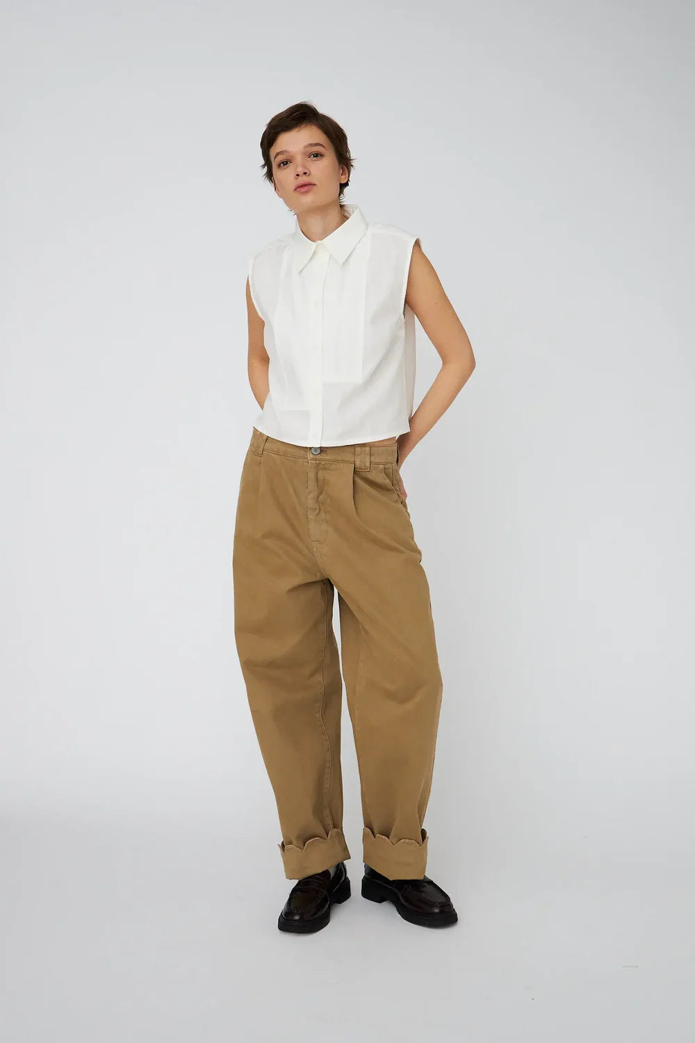 Low Waist pants Dark Sand