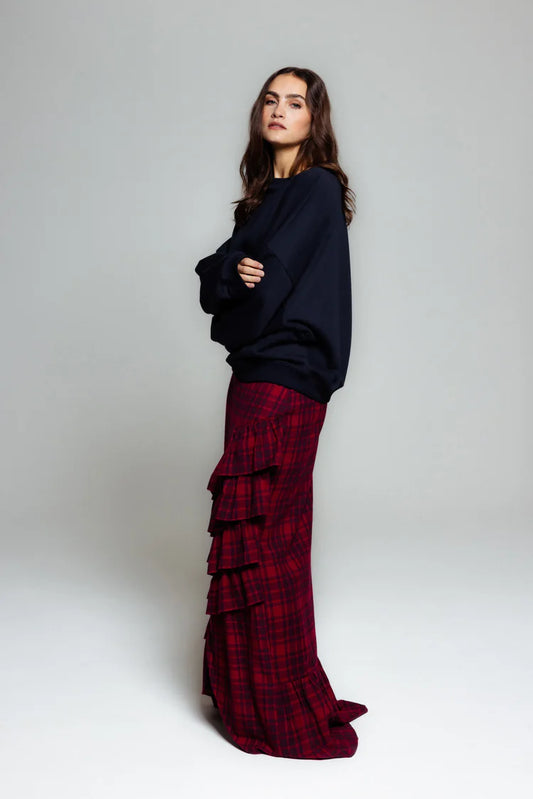 Fran Skirt Red/Wine Check