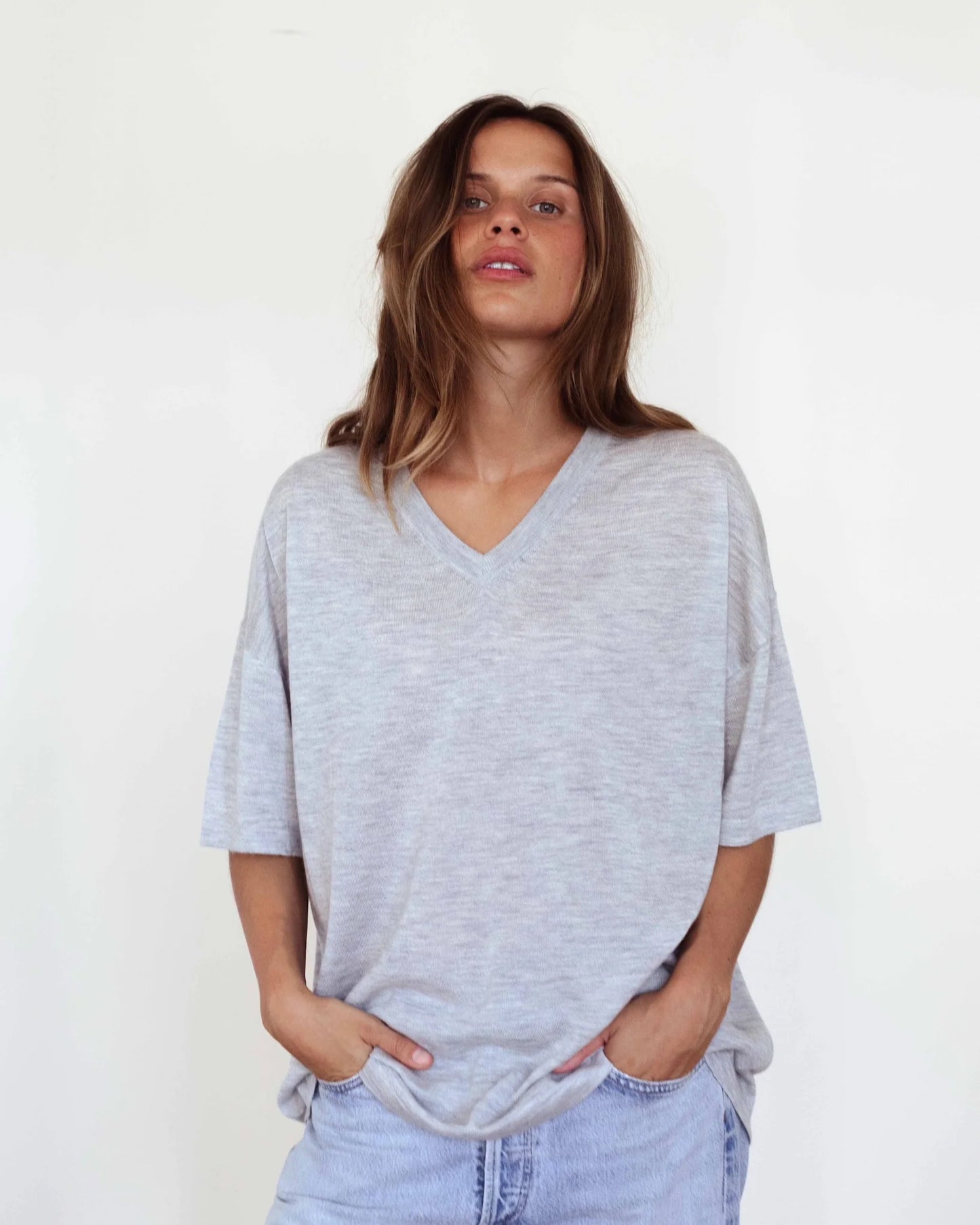 Vie Cashmere Tee Grey