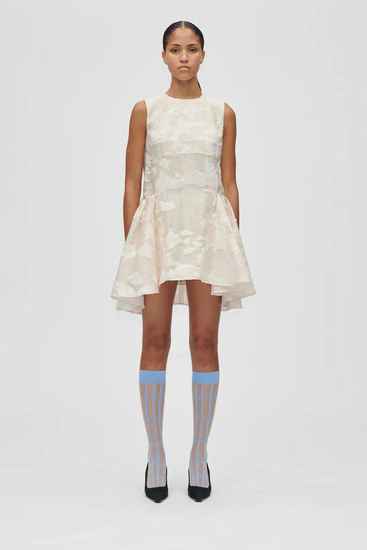 Jacquard Short Dress Ecru