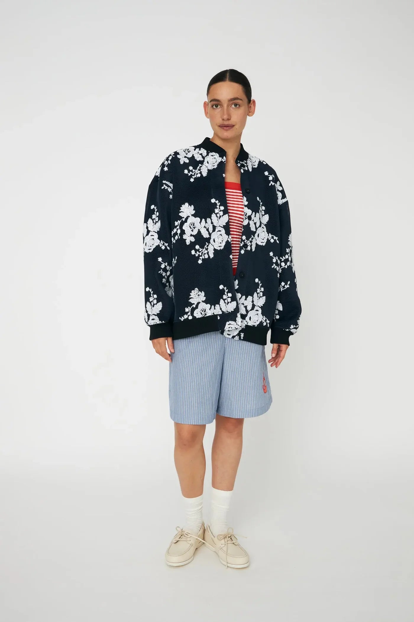 sequins jacket blauw/wit