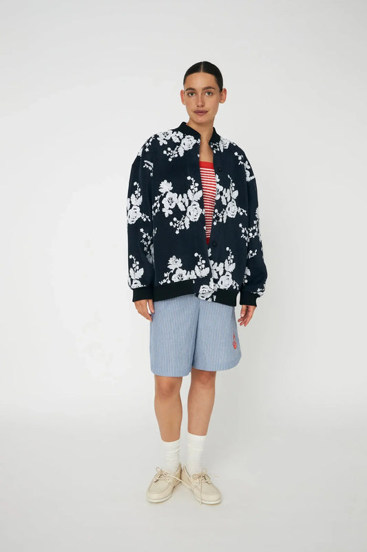 sequins jacket blauw/wit