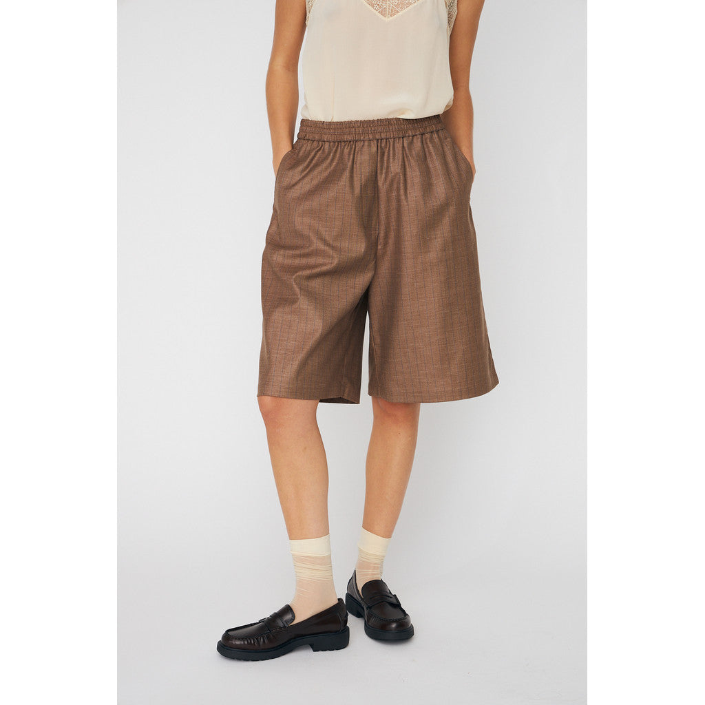Striped Suiting Shorts Brown Stripes