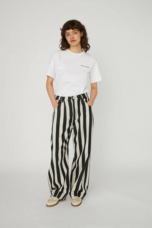 Striped Baggy Low-Waist pants Black/white