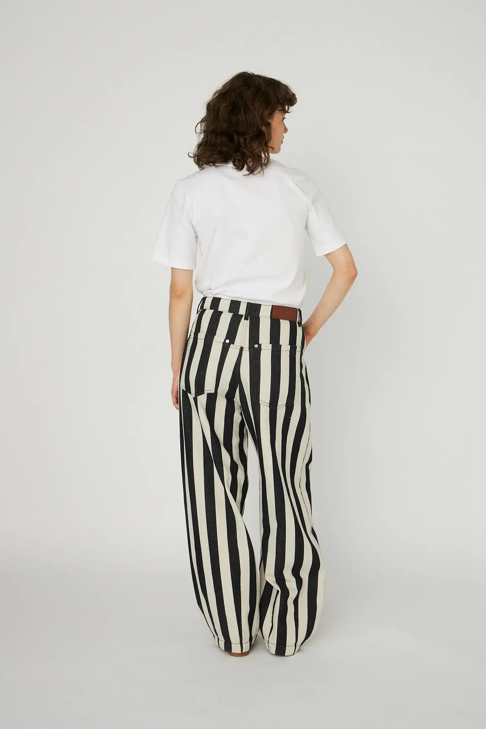 Striped Baggy Low-Waist pants Black/white