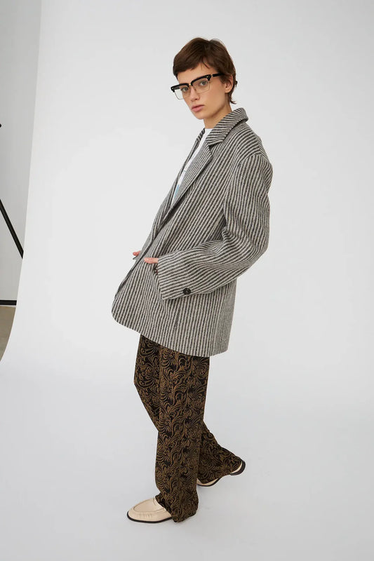 Striped Oversized Wool Blazer Stripes