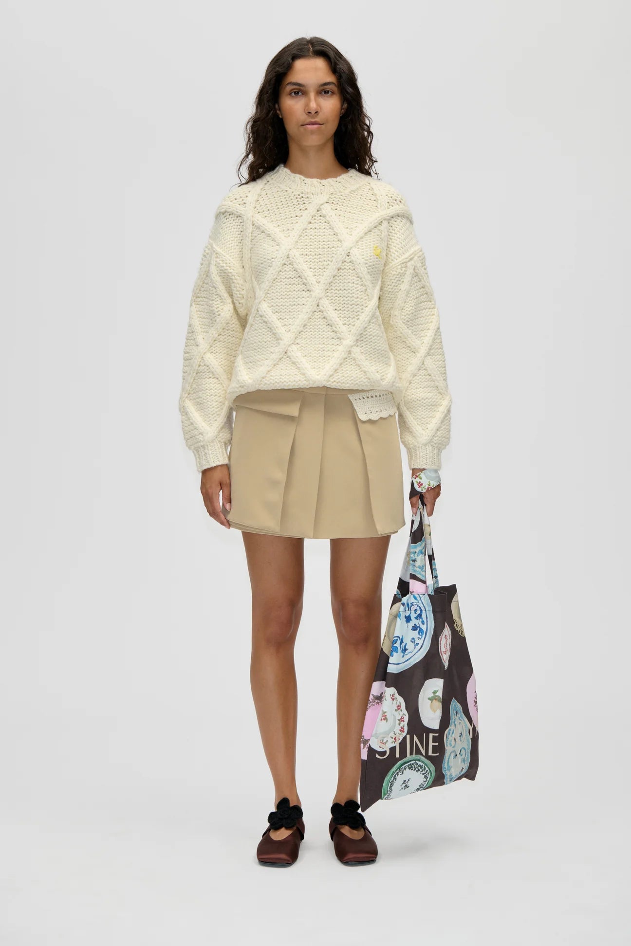 Waistbelt Mini Skirt Beige