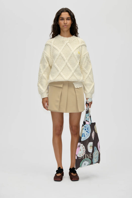 Waistbelt Mini Skirt Beige