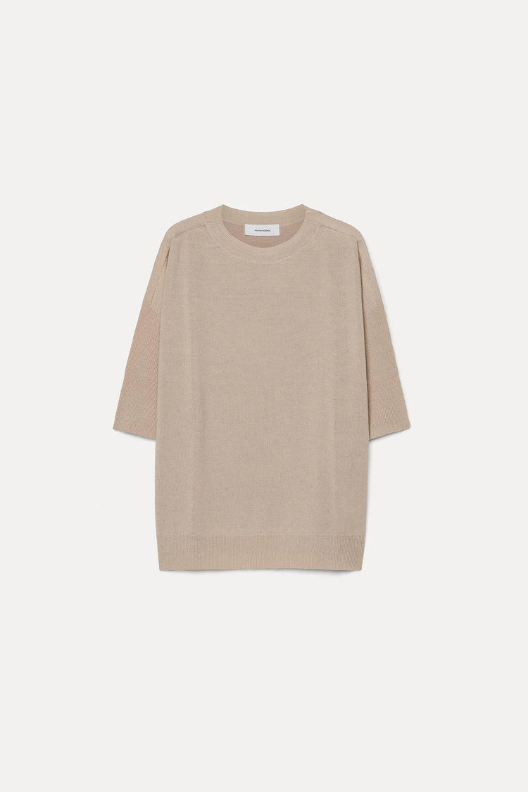 Plain knit wool t-shirt Sand