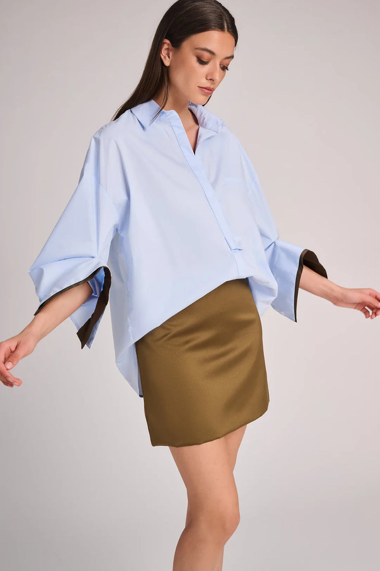 Blouse Quebec sky blue/olive