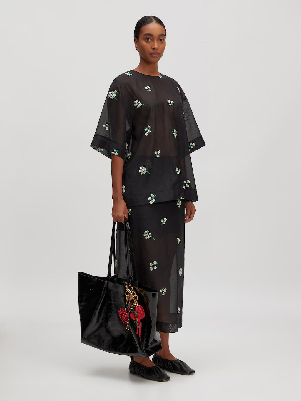 Angely skirt Black+White embroidery