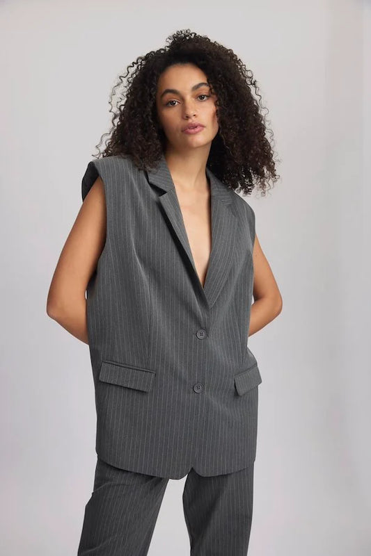 Joelle Pinstripe Waistcoat Grey