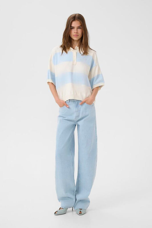 Maia ss Polo Pullover lichtblauw strepen