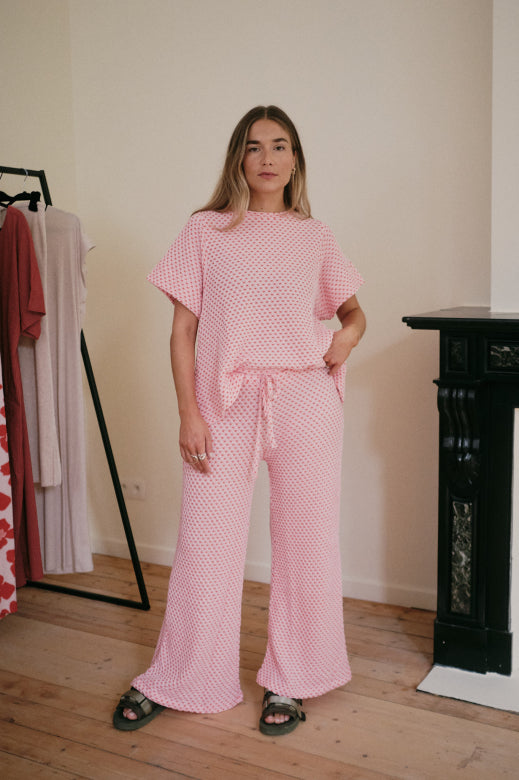 Valma T-shirt Jaq Jacquard Pink-Red