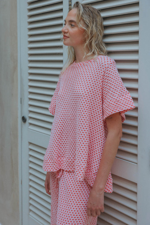 Valma T-shirt Jaq Jacquard Pink-Red