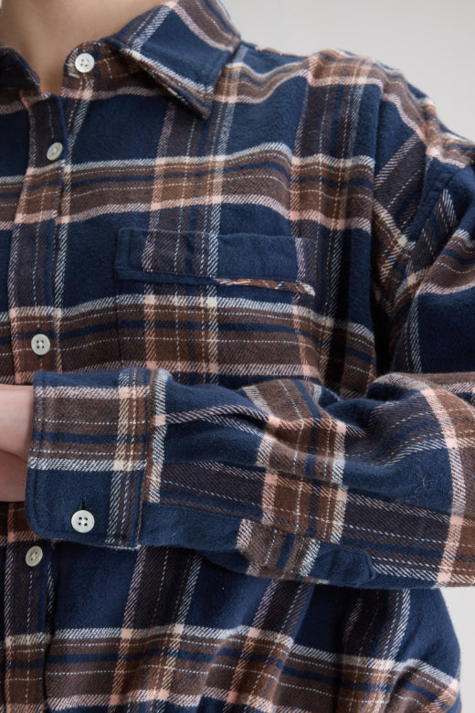 Gemma Shirt Check Navy/Brown