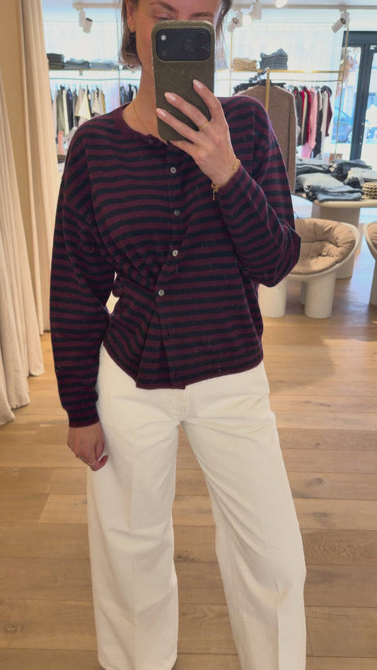Alixe Gilet Burgundy Stripes