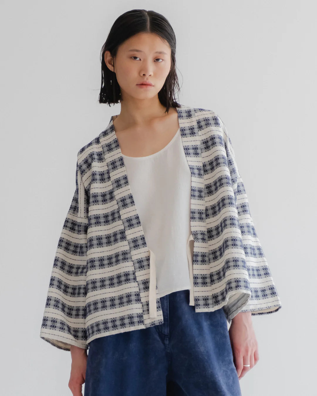 Worker Kimono Off White/blue