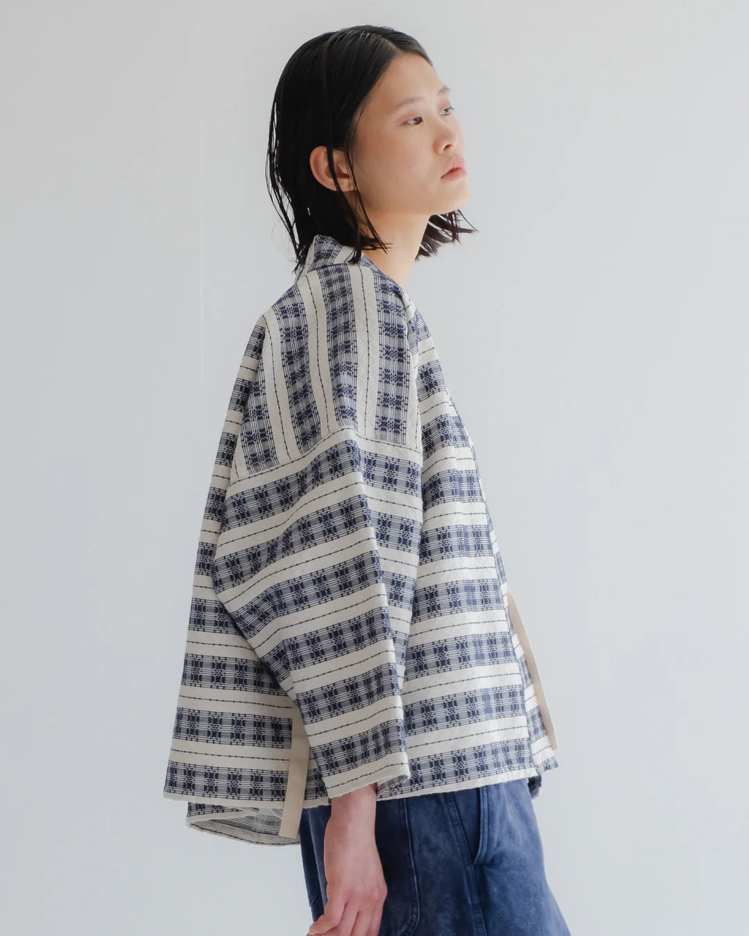 Worker Kimono Off White/blue