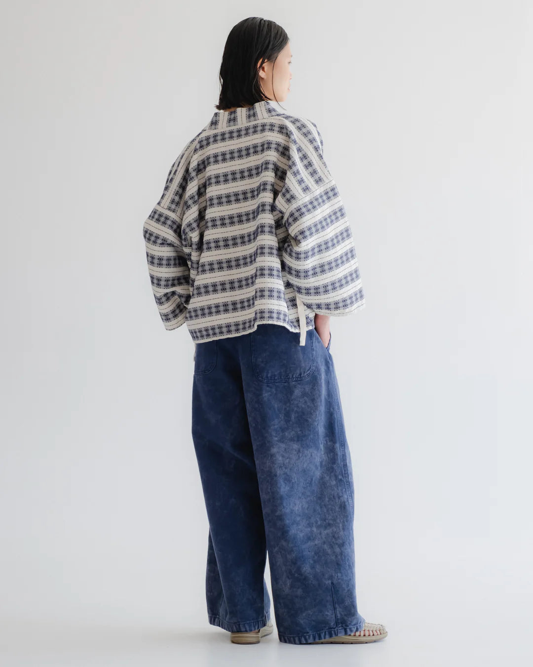 Worker Kimono Off White/blue